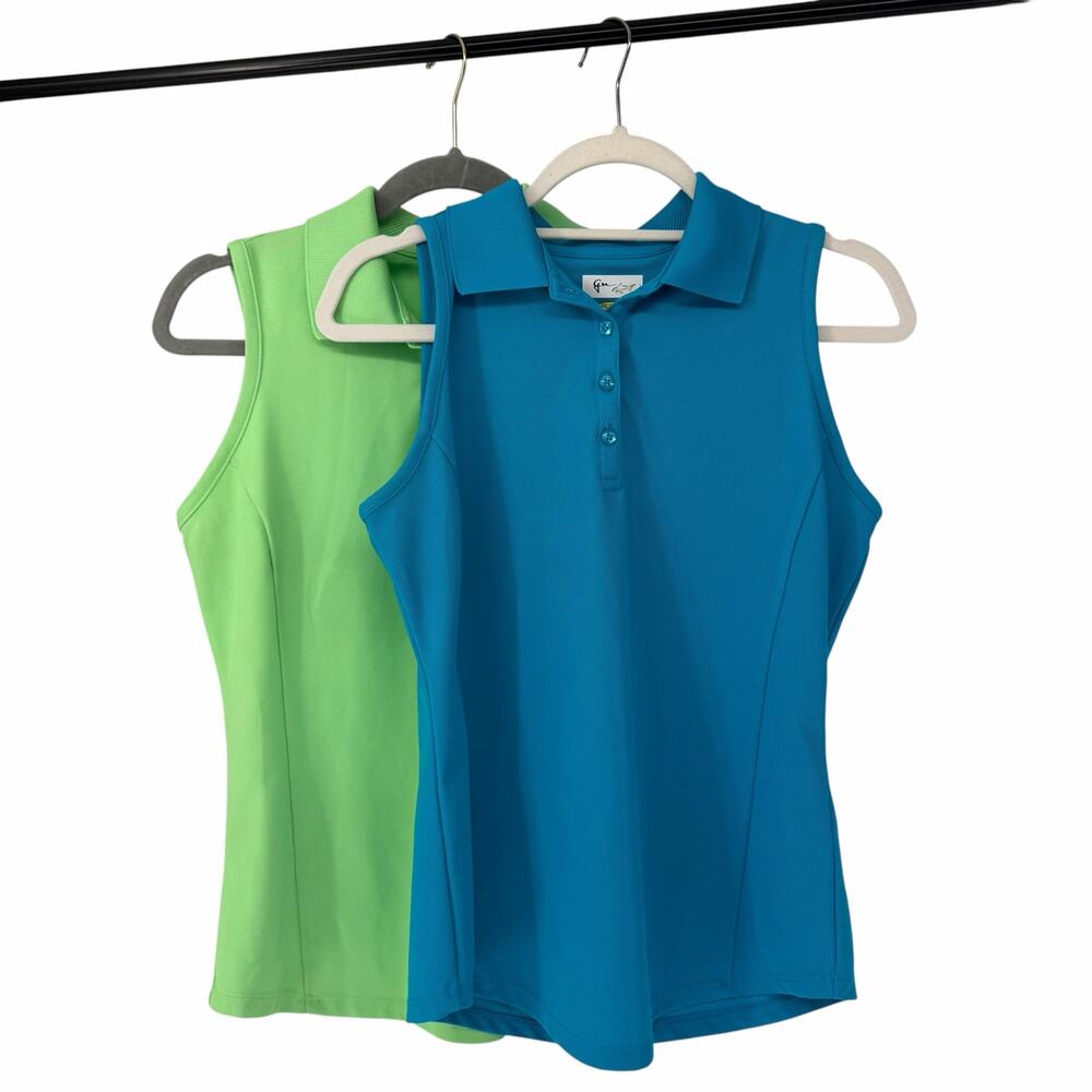 Lot of Two Greg Norman Play Dry Sleeveless Golf Shirts Sz Small